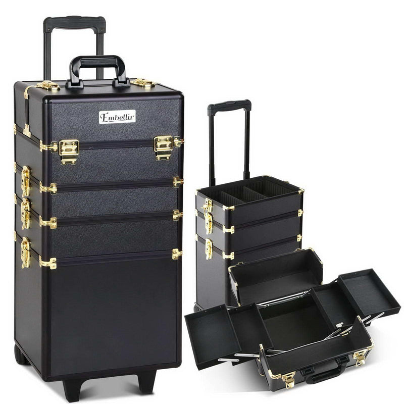 Embellir 7 in 1 Portable Cosmetic Beauty Makeup Trolley - Black & Gold - John Cootes