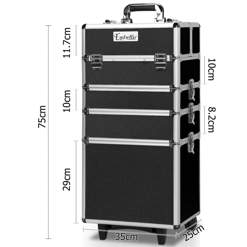Embellir 7 in 1 Portable Cosmetic Beauty Makeup Trolley - Black - John Cootes