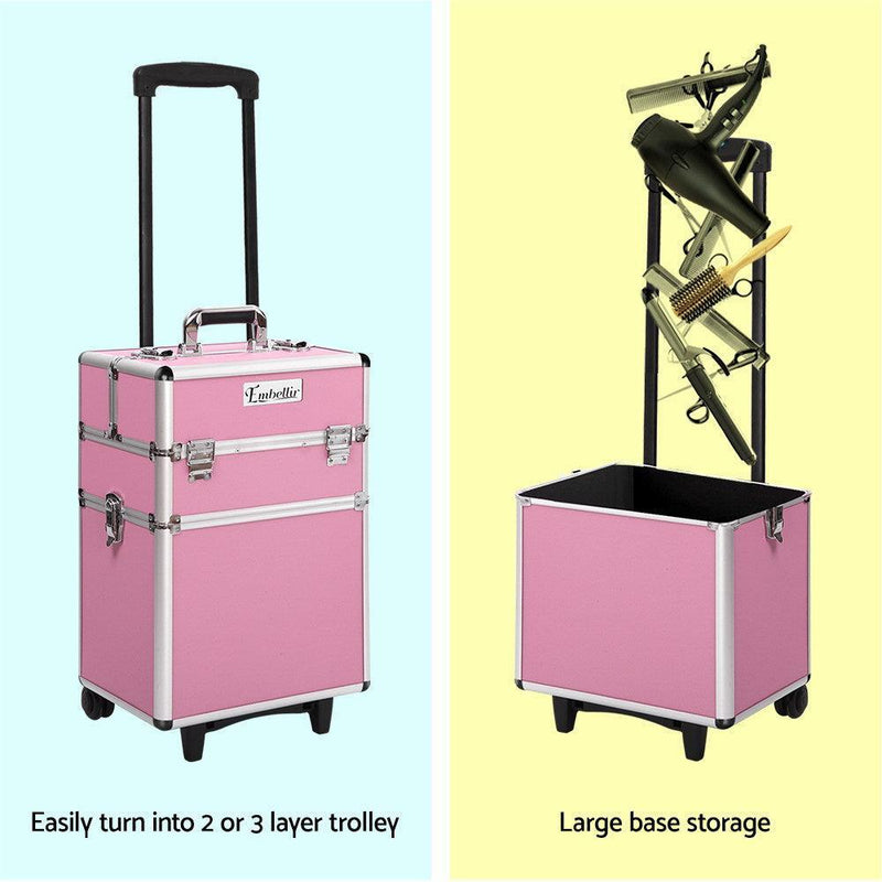Embellir 7 in 1 Portable Cosmetic Beauty Makeup Trolley - Pink - John Cootes
