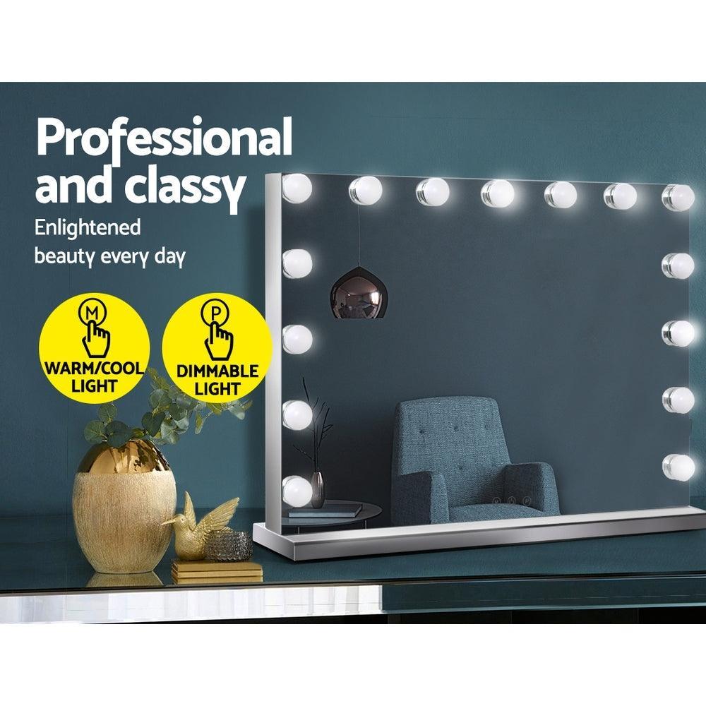 Embellir Hollywood Frameless Makeup Mirror With 15 LED Lighted Vanity Beauty 58cm x 46cm - John Cootes