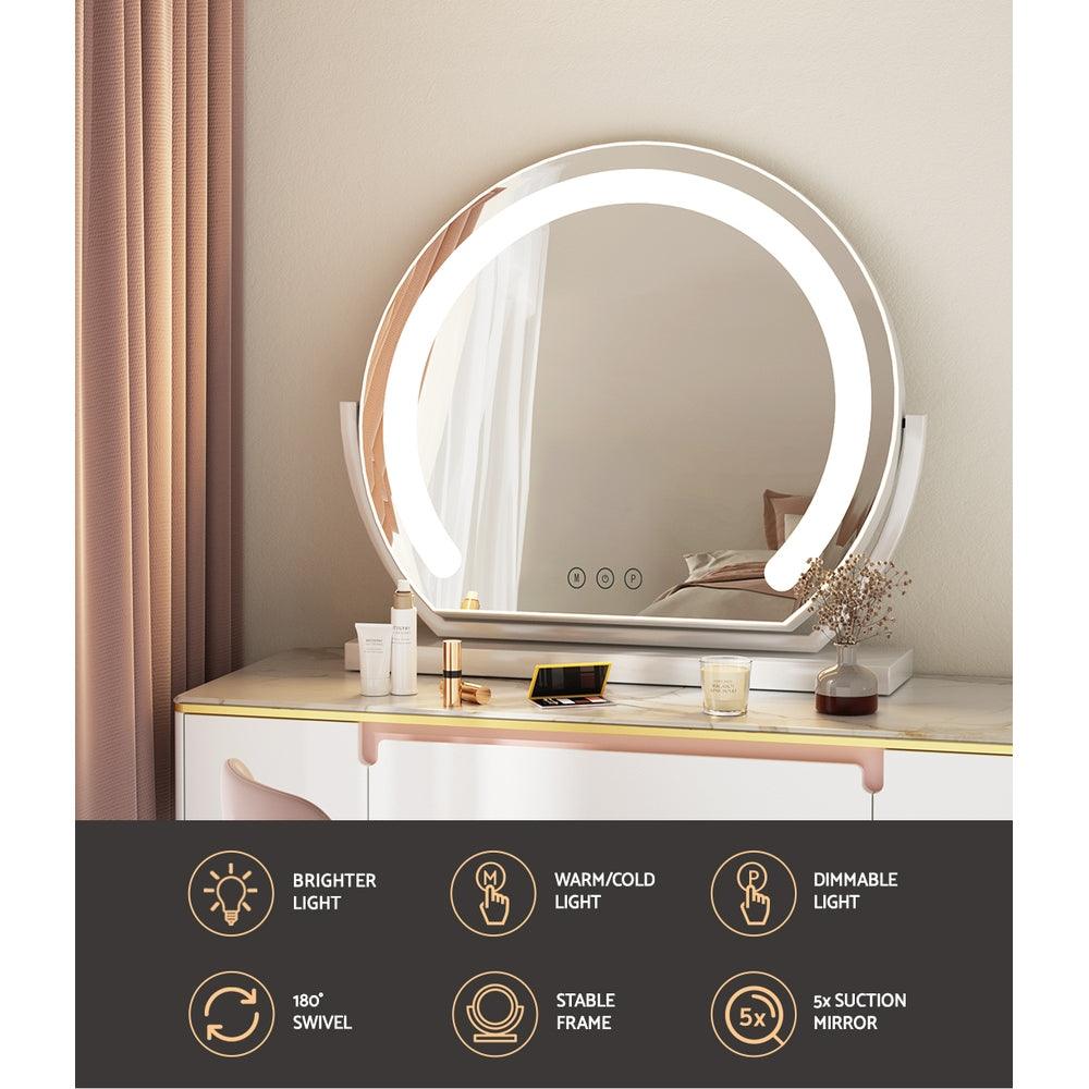 Embellir Hollywood Makeup Mirror with LED Lighted Vanity Dimmable Metal 40X35CM - John Cootes