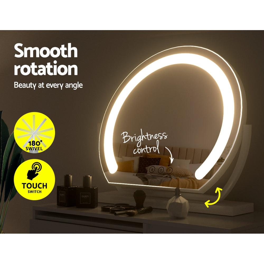Embellir Hollywood Makeup Mirror with LED Lighted Vanity Dimmable Metal 40X35CM - John Cootes
