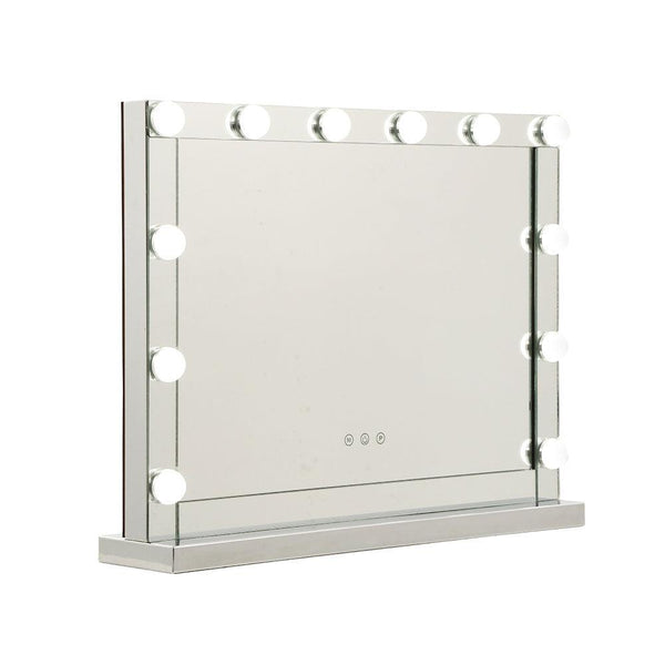 Embellir Hollywood Makeup Mirror With Light 12 LED Bulbs Vanity Lighted Silver 58cm x 46cm - John Cootes