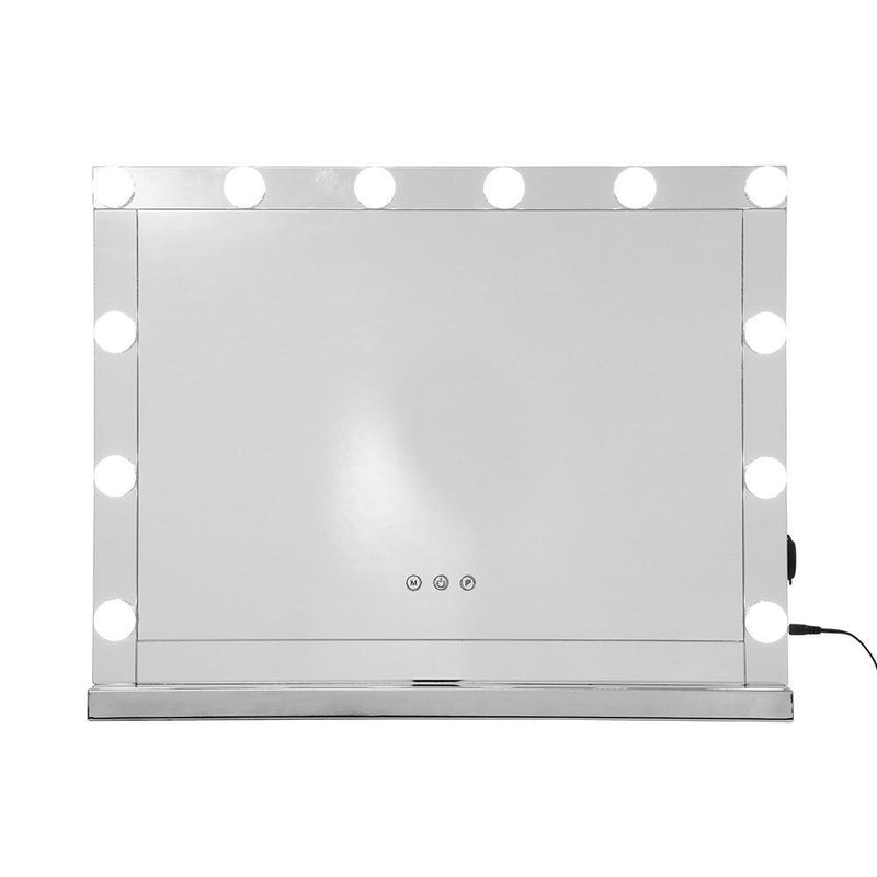 Embellir Hollywood Makeup Mirror With Light 12 LED Bulbs Vanity Lighted Silver 58cm x 46cm - John Cootes