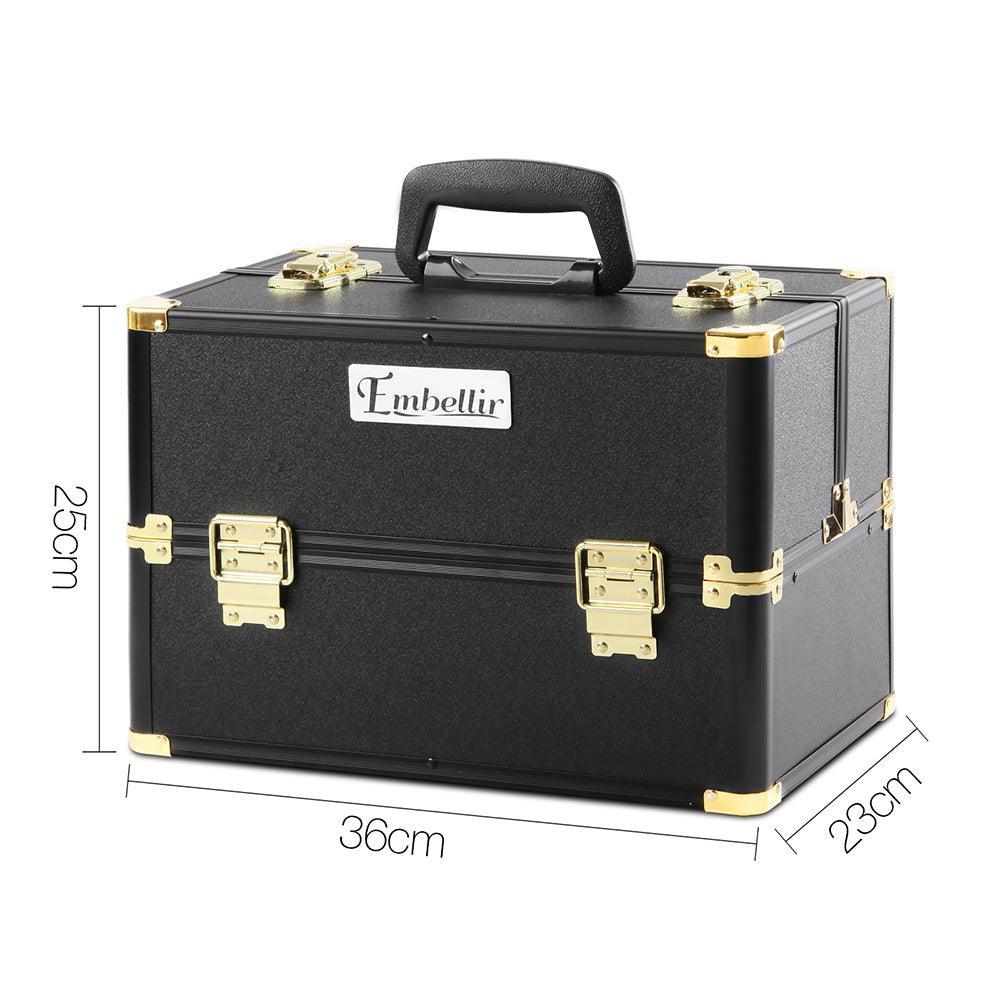 Embellir Portable Cosmetic Beauty Makeup Case - Black & Gold - John Cootes