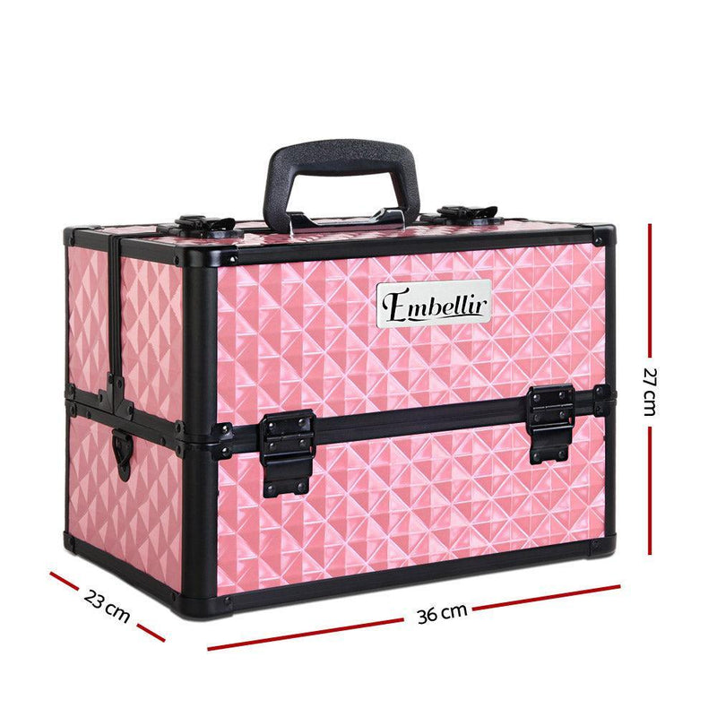 Embellir Portable Cosmetic Beauty Makeup Case - Diamond Pink - John Cootes