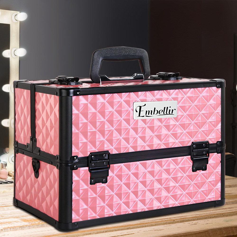 Embellir Portable Cosmetic Beauty Makeup Case - Diamond Pink - John Cootes