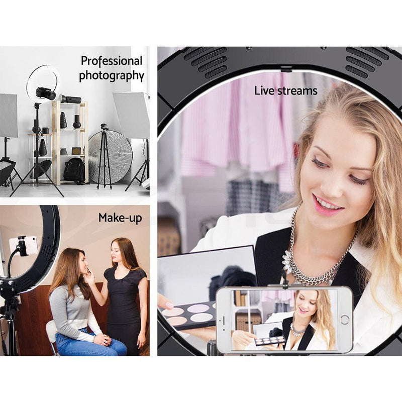 Embellir Ring Light 19'' LED 5800LM Black Dimmable Diva With Stand Make Up Studio Video - John Cootes