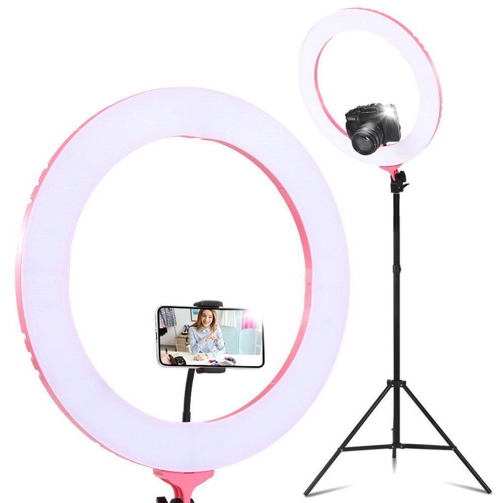 Embellir Ring Light 19'' LED 5800LM Dimmable Diva With Stand Make Up Studio Video Pink - John Cootes