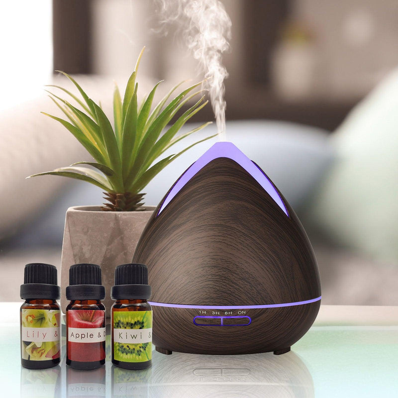 Essential Oils Ultrasonic Aromatherapy Diffuser Air Humidifier Purify 400ML - Dark Wood - John Cootes