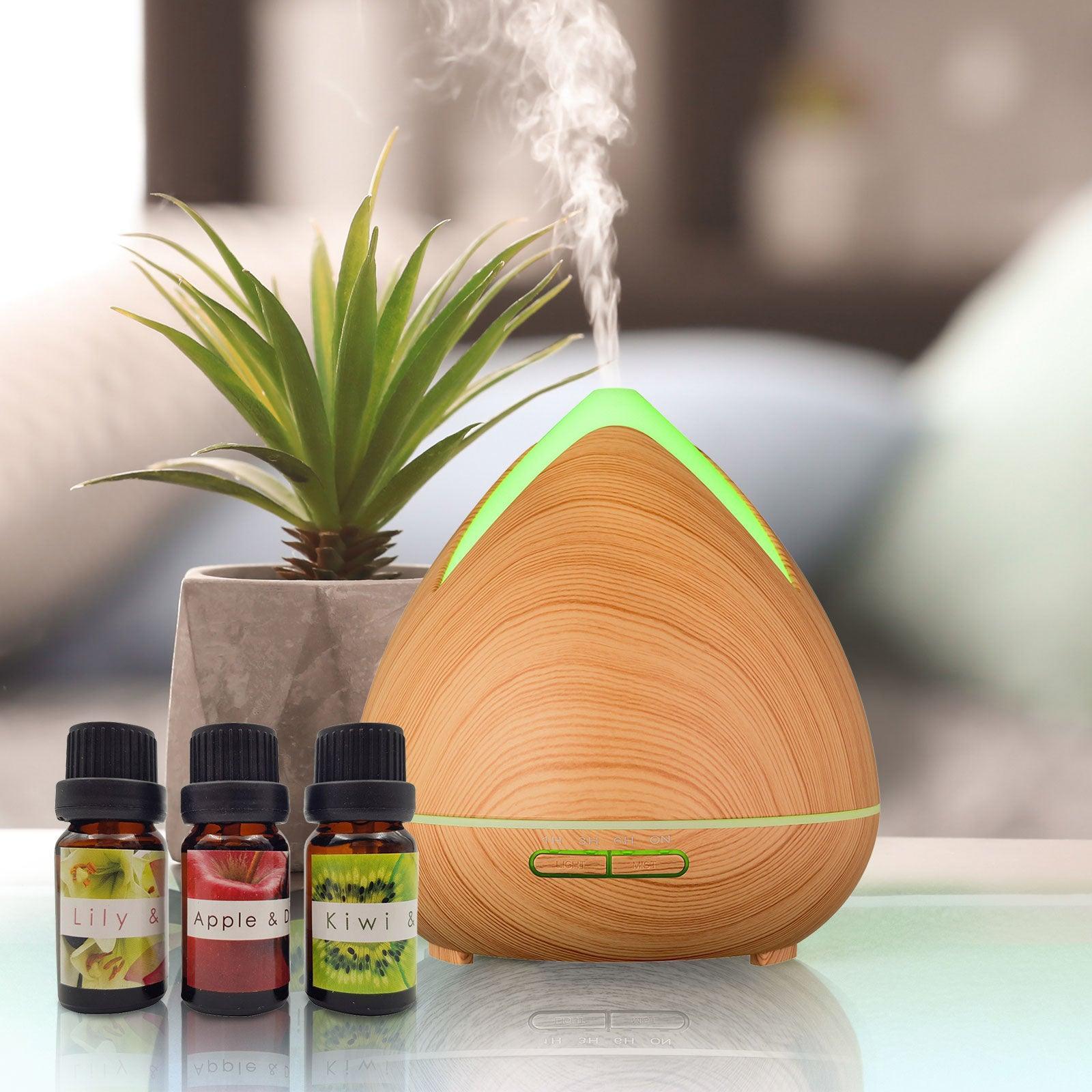 Essential Oils Ultrasonic Aromatherapy Diffuser Air Humidifier Purify 400ML - Light Wood - John Cootes