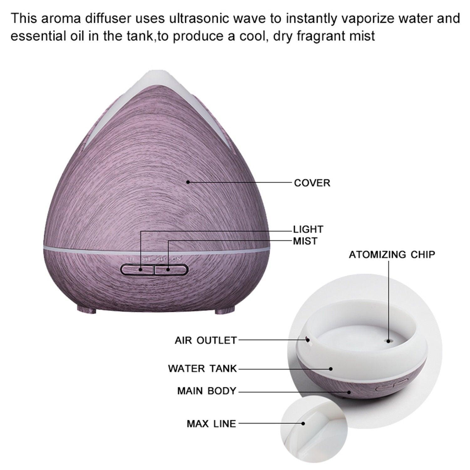 Essential Oils Ultrasonic Aromatherapy Diffuser Air Humidifier Purify 400ML - Violet - John Cootes