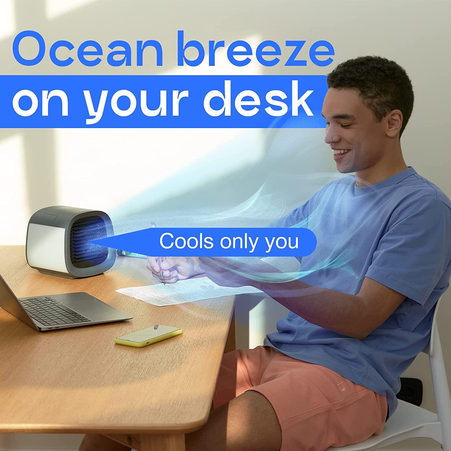 Evapolar evaCHILL - Personal Portable Air Cooler and Humidifier, with USB Connectivity and LED Light, White - John Cootes