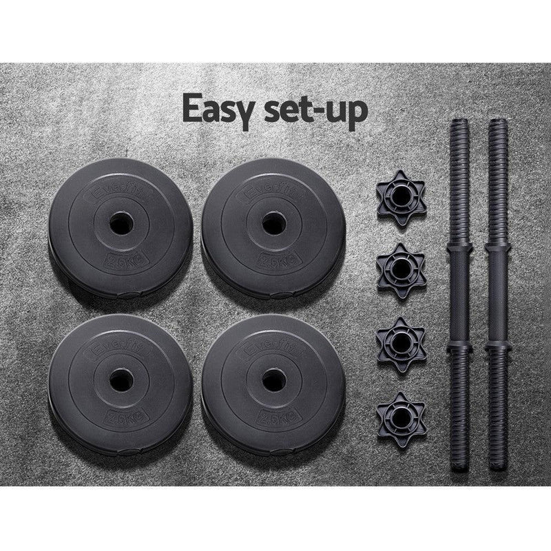 Everfit 12KG Dumbbells Dumbbell Set Weight Plates Home Gym Fitness Exercise - John Cootes