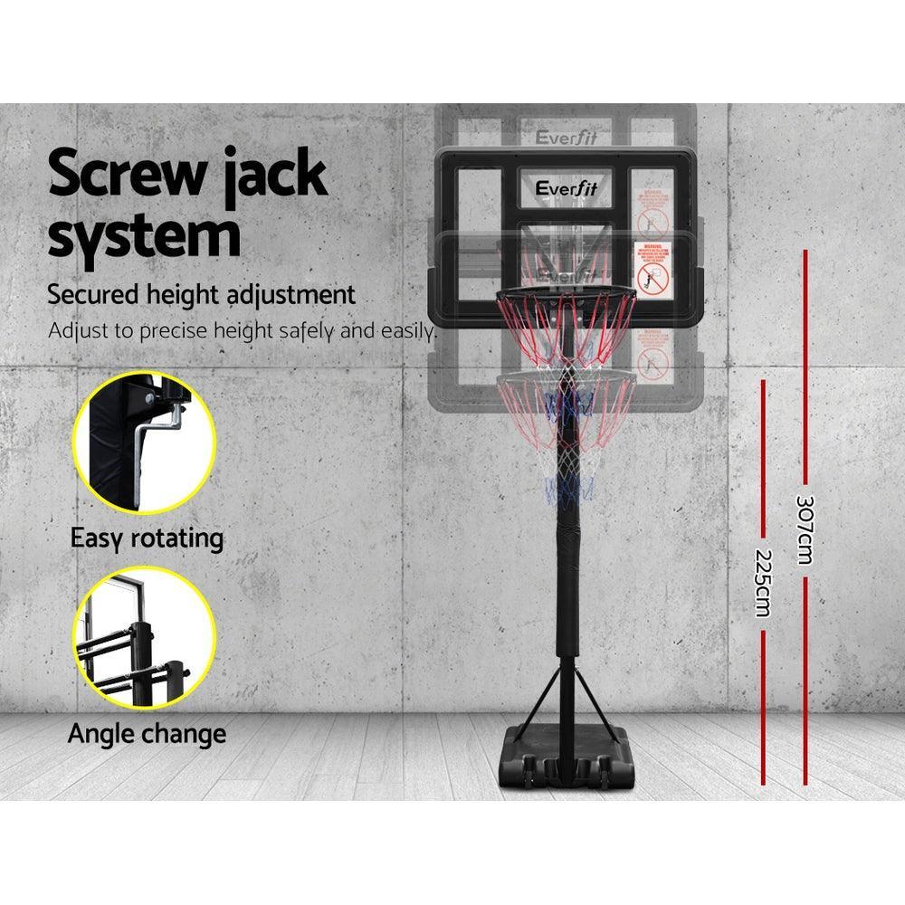 Everfit 3.05M Basketball Hoop Stand System Ring Portable Net Height Adjustable Black - John Cootes