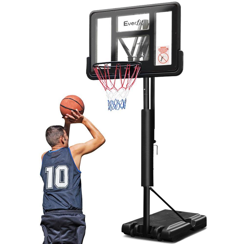 Everfit 3.05M Basketball Hoop Stand System Ring Portable Net Height Adjustable Black - John Cootes