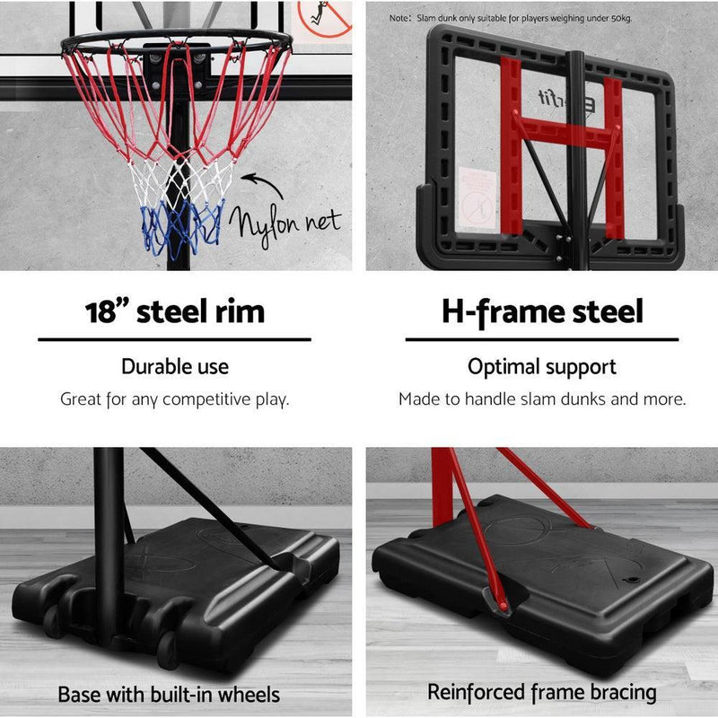 Everfit 3.05M Basketball Hoop Stand System Ring Portable Net Height Adjustable Blue - John Cootes