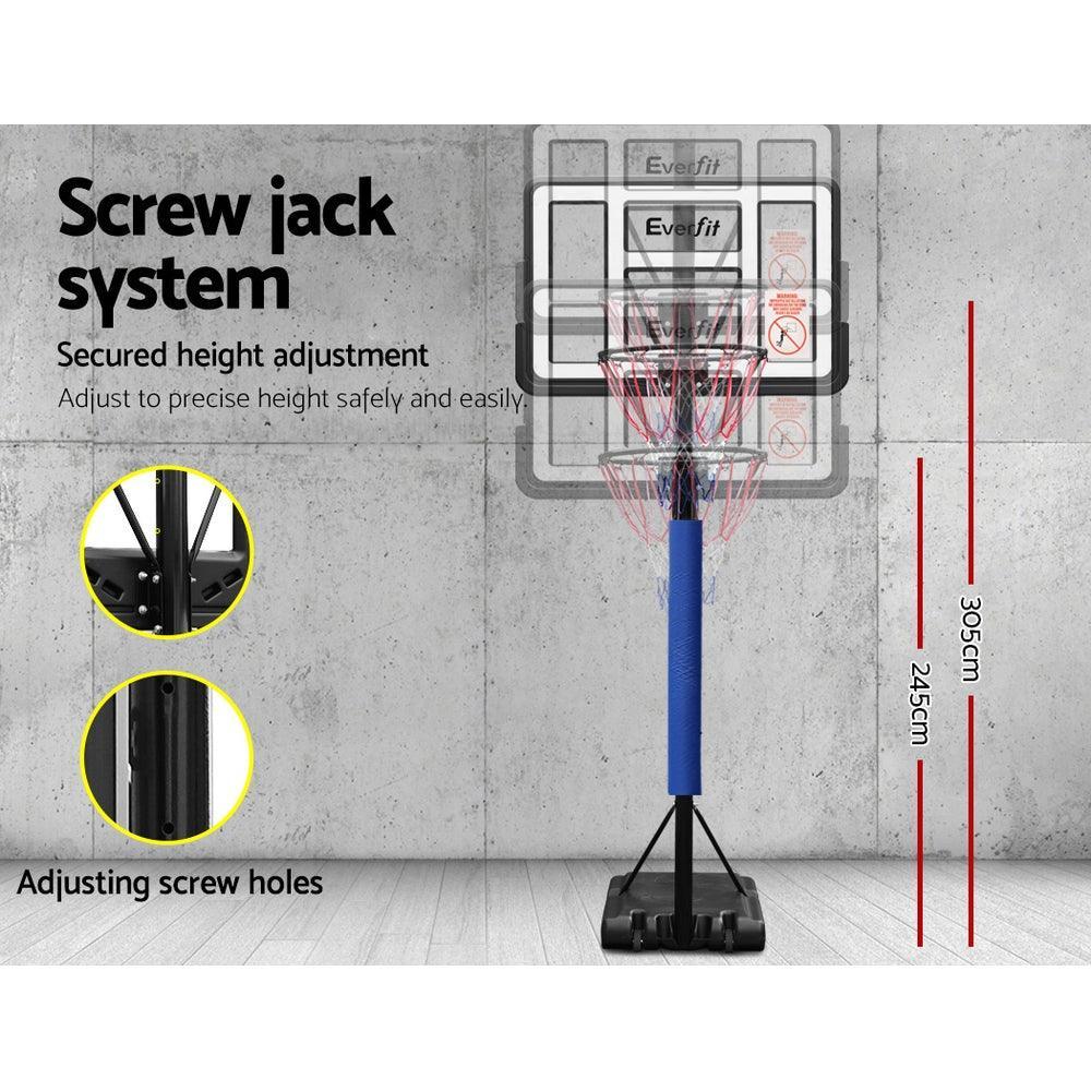 Everfit 3.05M Basketball Hoop Stand System Ring Portable Net Height Adjustable Blue - John Cootes