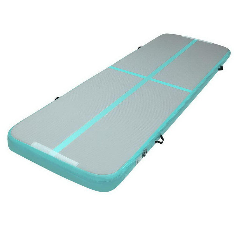 Everfit 3m x 1m Air Track Mat Gymnastic Tumbling Mint Green and Grey - John Cootes