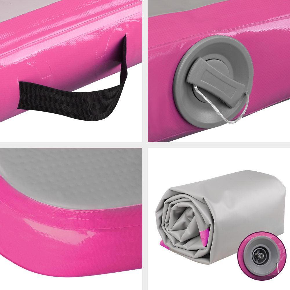 Everfit 3m x 1m Air Track Mat Gymnastic Tumbling Pink and Grey - John Cootes