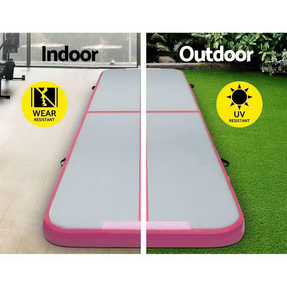 Everfit 3m x 1m Air Track Mat Gymnastic Tumbling Pink and Grey - John Cootes