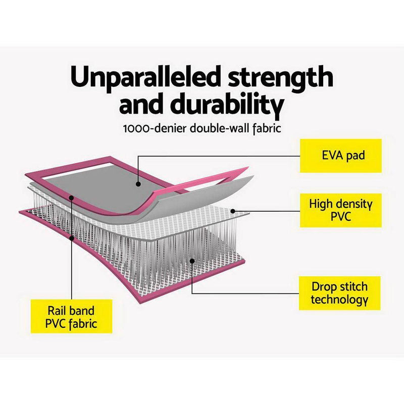 Everfit 3m x 1m Air Track Mat Gymnastic Tumbling Pink and Grey - John Cootes