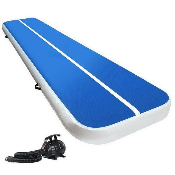 Everfit 4X1M Inflatable Air Track Mat 20CM Thick with Pump Tumbling Gymnastics Blue - John Cootes