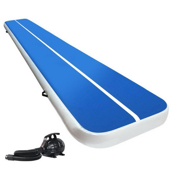 Everfit 5X1M Inflatable Air Track Mat 20CM Thick with Pump Tumbling Gymnastics Blue - John Cootes