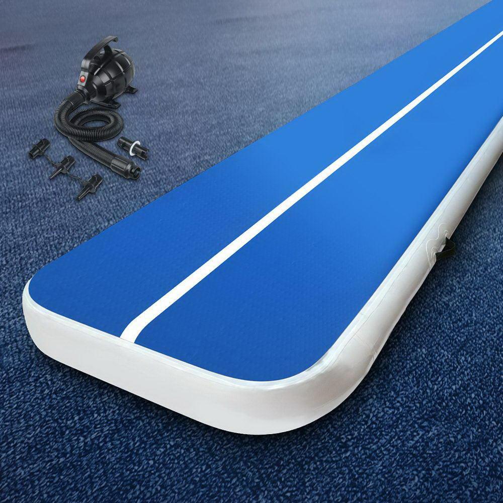 Everfit 5X1M Inflatable Air Track Mat 20CM Thick with Pump Tumbling Gymnastics Blue - John Cootes