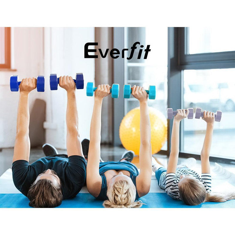 Everfit 6 Piece Dumbbell Weights Set 12kg with Stand - John Cootes