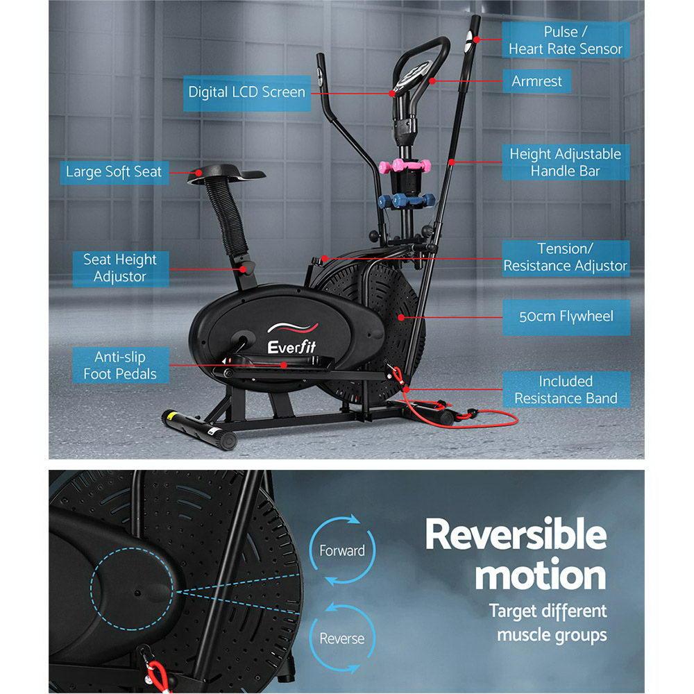 Everfit 6in1 Elliptical Cross Trainer Exercise Bike Bicycle Home Gym Fitness Machine Running Walking - John Cootes