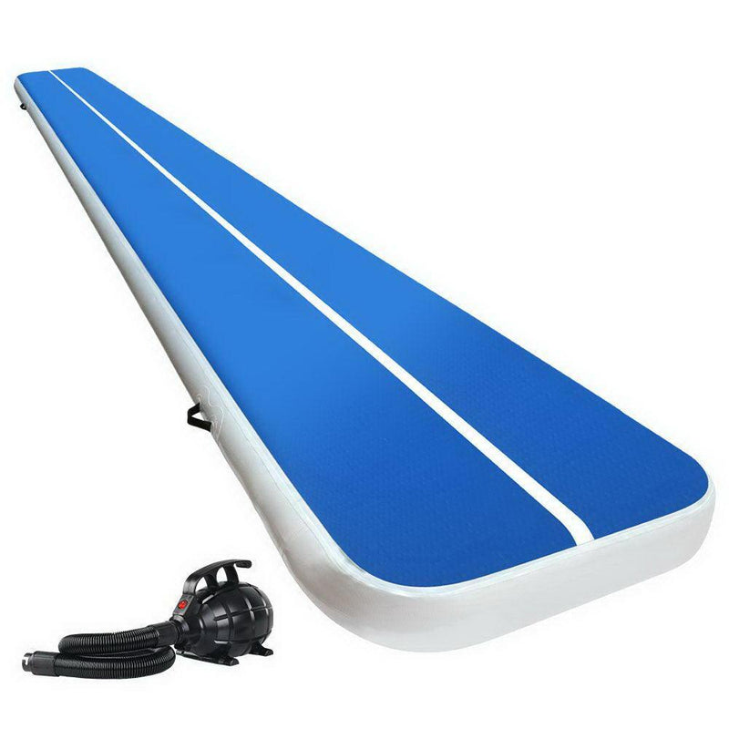 Everfit 6X1M Inflatable Air Track Mat 20CM Thick with Pump Tumbling Gymnastics Blue - John Cootes