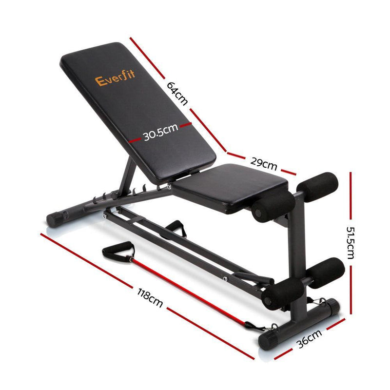 Everfit Adjustable FID Weight Bench Flat Incline Fitness Gym Equipment - John Cootes