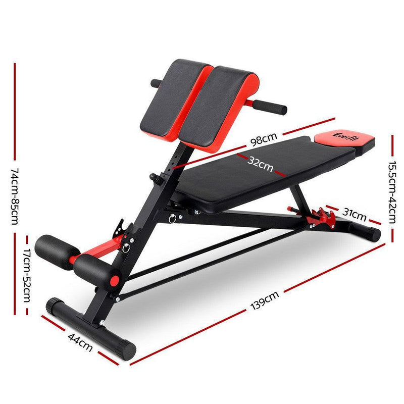 Everfit Adjustable Weight Bench Sit-up Fitness Flat Decline Home Gym Machine Steel Frame - John Cootes