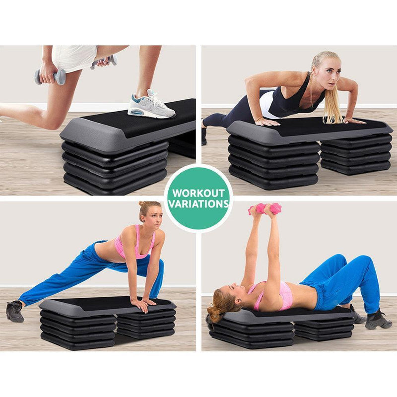 Everfit Aerobic Step Exercise Stepper Risers Gym Cardio Fitness 5 Level Bench - John Cootes