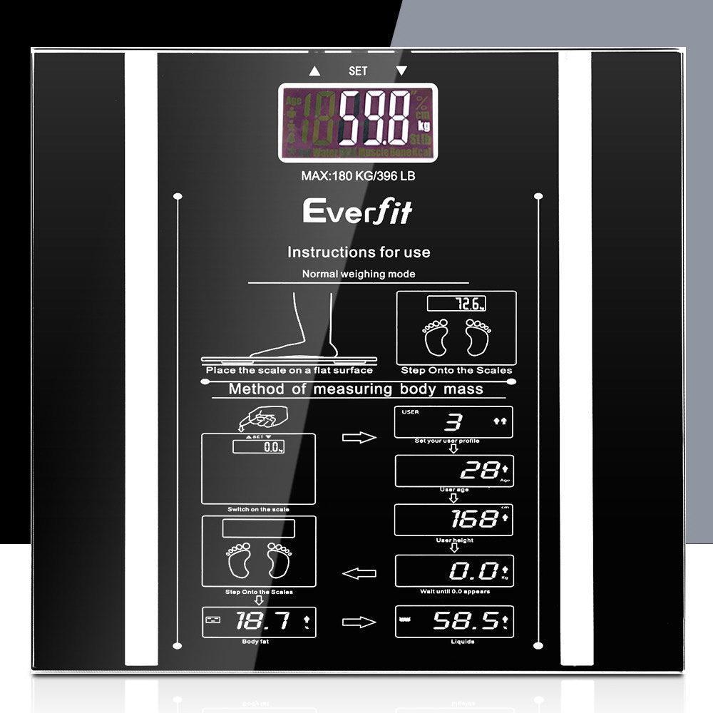 Everfit Bathroom Scales Digital Body Fat Scale 180KG Electronic Monitor Tracker - John Cootes