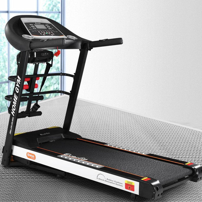Everfit Electric Treadmill 450mm 18kmh 3.5HP Auto Incline Home Gym Run Exercise Machine Fitness Dumbbell Massager Sit Up Bar - John Cootes