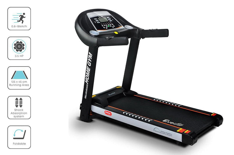 Everfit Electric Treadmill 45cm Incline Running Home Gym Fitness Machine Black - John Cootes