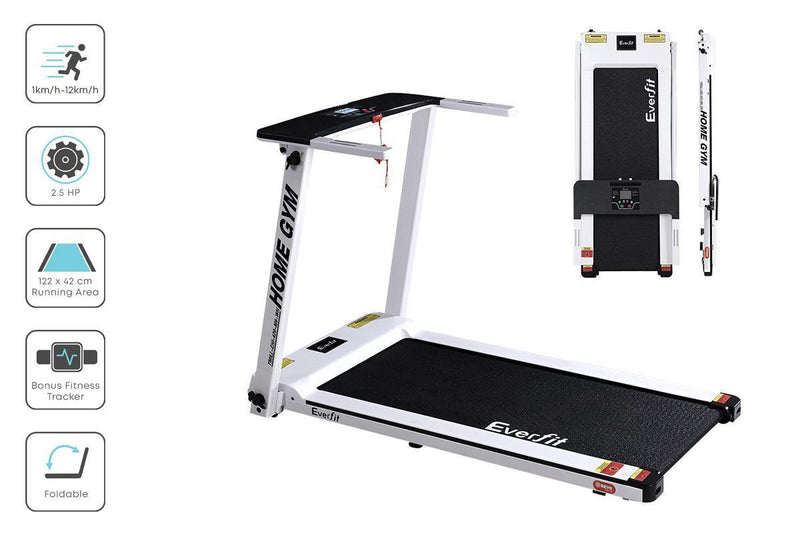 Everfit Electric Treadmill Home Gym Exercise Running Machine Fitness Equipment Compact Fully Foldable 420mm Belt White - John Cootes