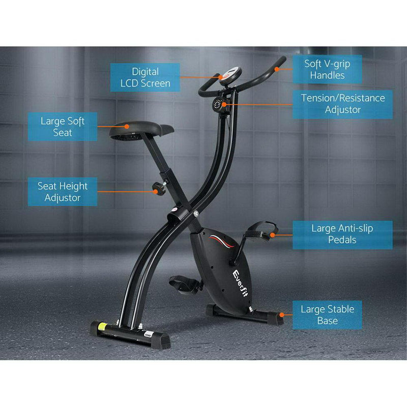 Everfit Exercise Bike X-Bike Folding Magnetic Bicycle Cycling Flywheel Fitness Machine - John Cootes