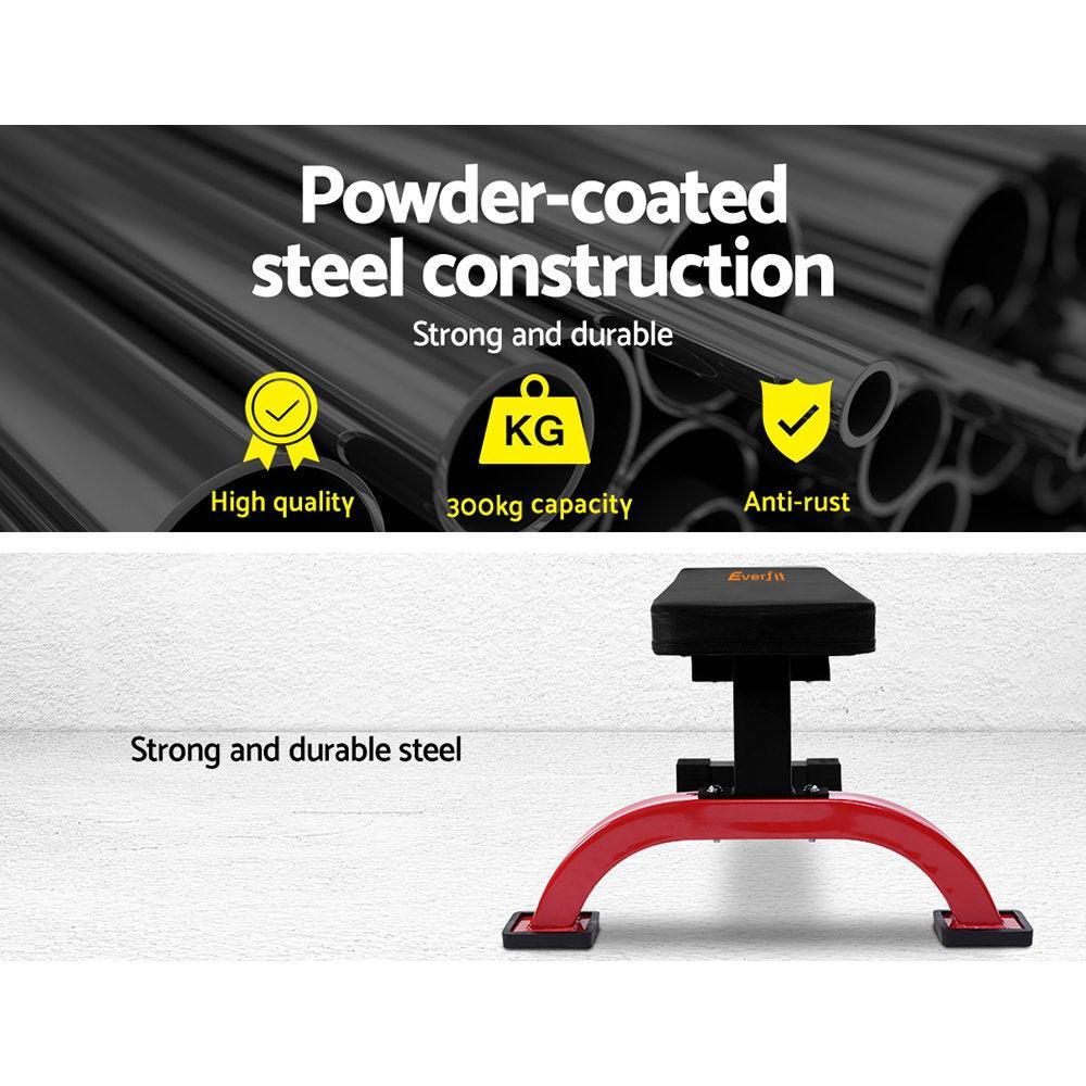 Everfit Fitness Flat Bench Weight Press Gym Home Strength Training Exercise - John Cootes