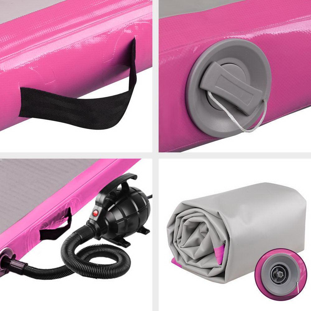 Everfit GoFun 3X1M Inflatable Air Track Mat with Pump Tumbling Gymnastics Pink - John Cootes