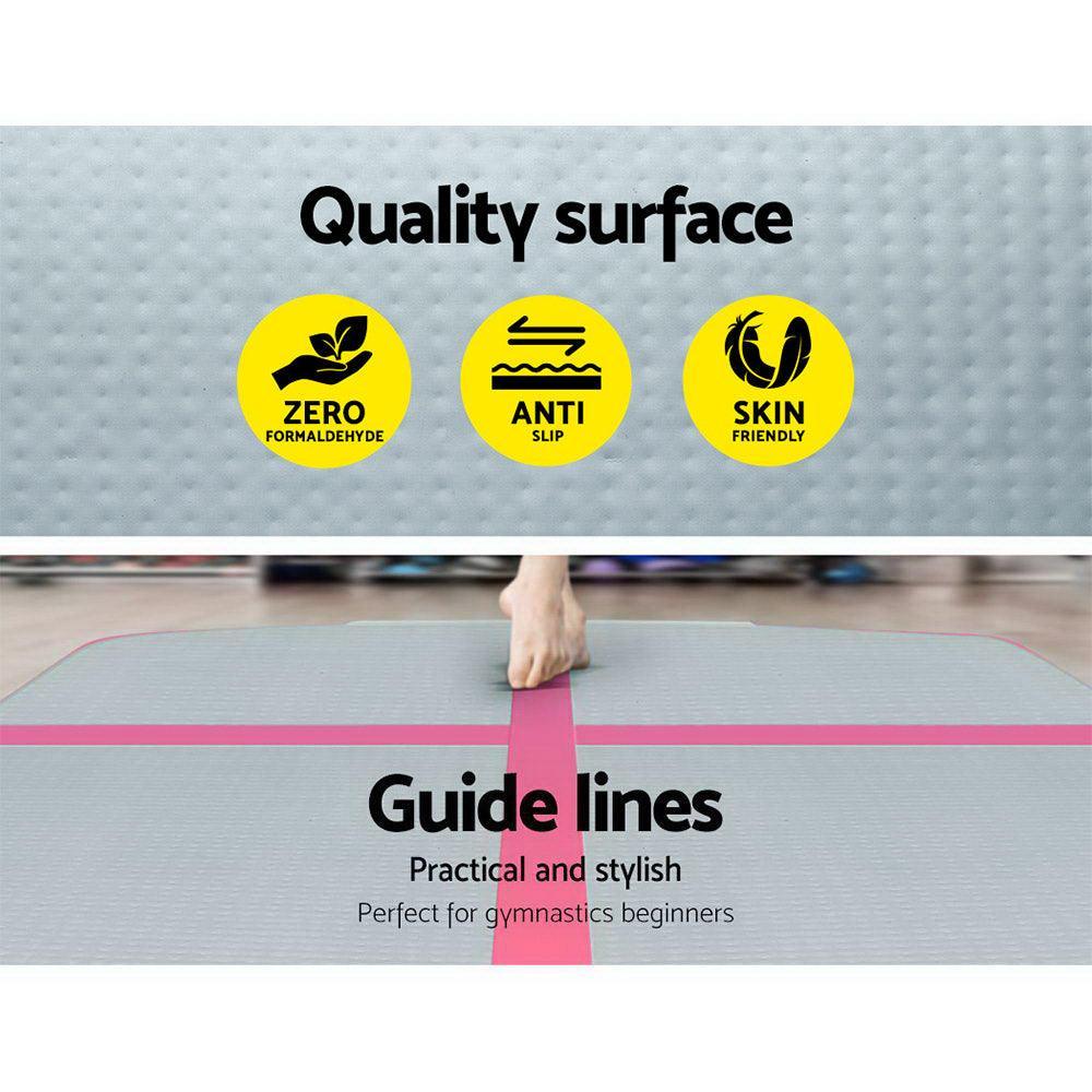 Everfit GoFun 3X1M Inflatable Air Track Mat with Pump Tumbling Gymnastics Pink - John Cootes