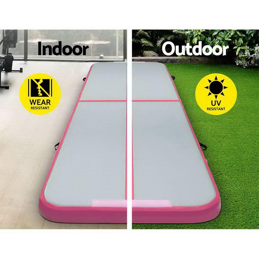 Everfit GoFun 3X1M Inflatable Air Track Mat with Pump Tumbling Gymnastics Pink - John Cootes