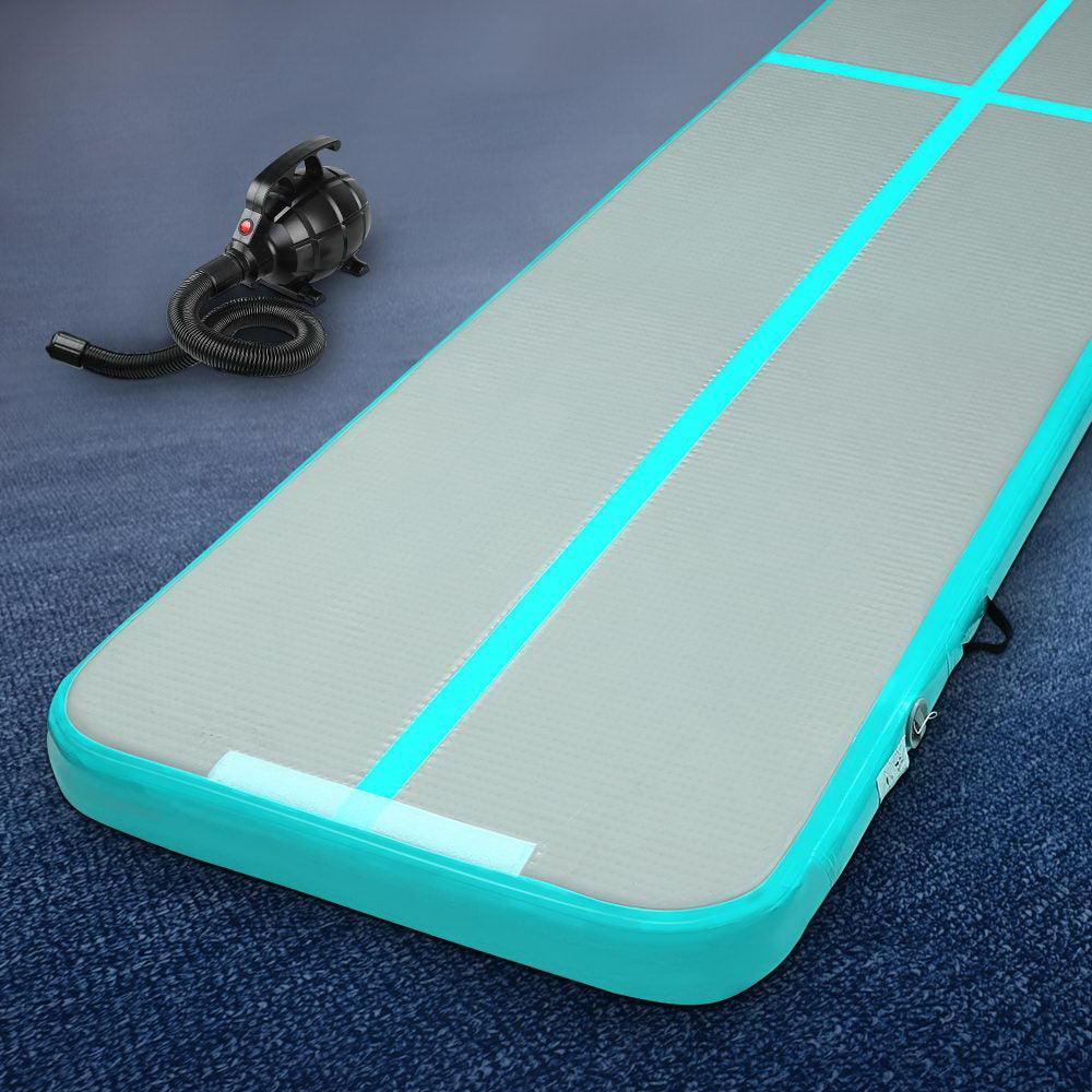 Everfit GoFun 4X1M Inflatable Air Track Mat with Pump Tumbling Gymnastics Green - John Cootes