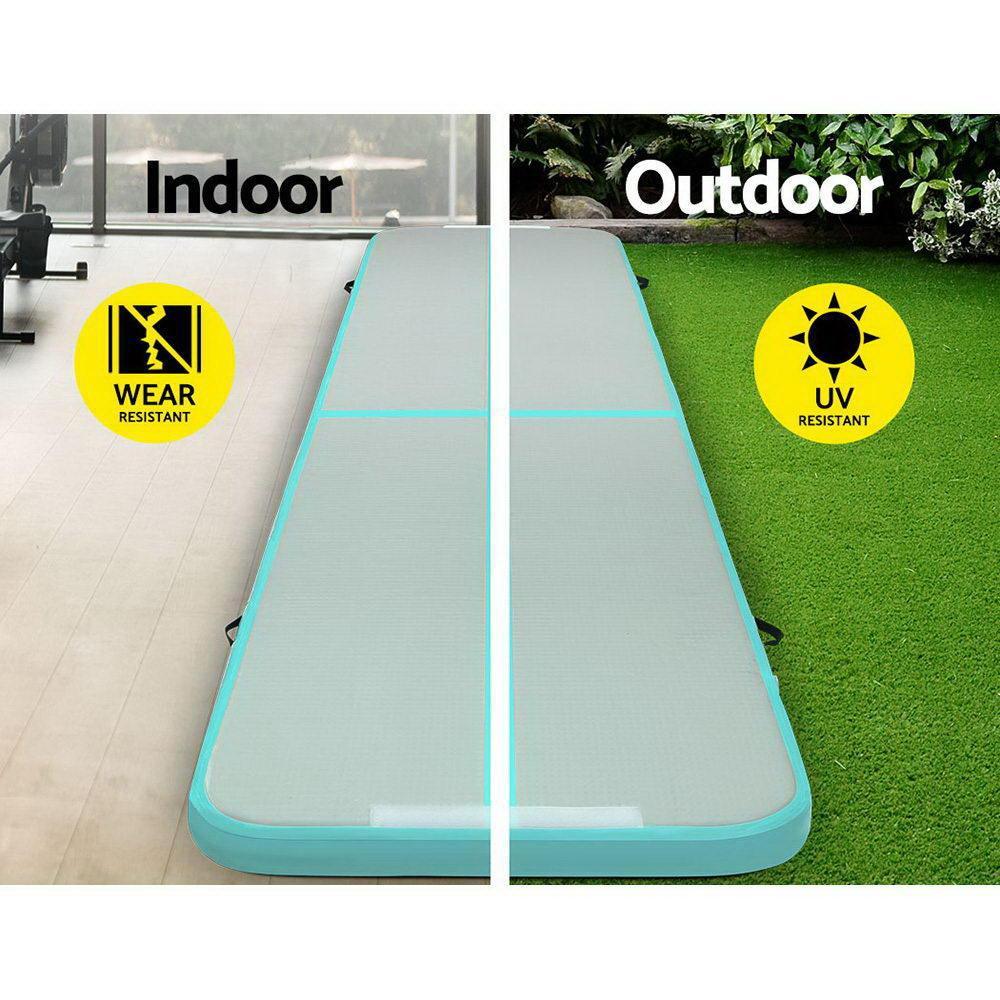 Everfit GoFun 5X1M Inflatable Air Track Mat with Pump Tumbling Gymnastics Green - John Cootes