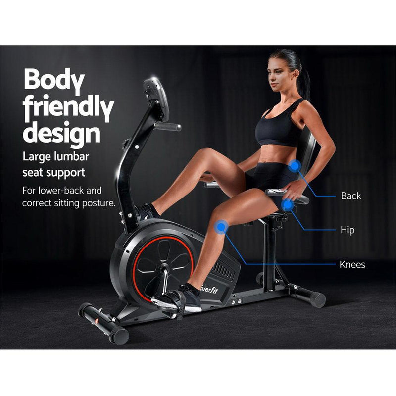 Everfit Magnetic Recumbent Exercise Bike Fitness Trainer Home Gym Equipment Black - John Cootes