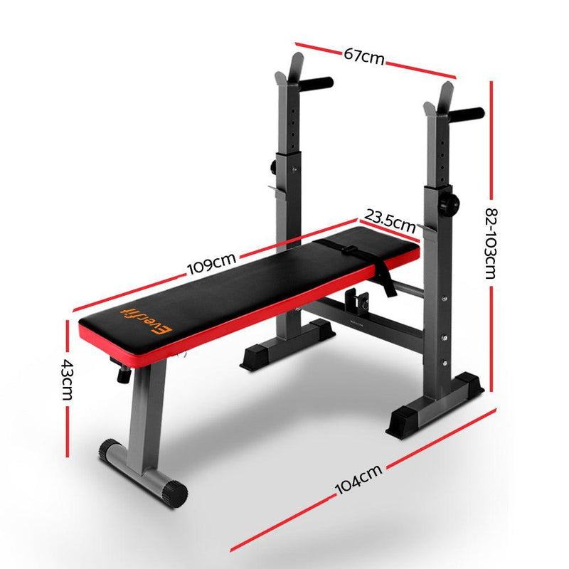 Everfit Multi-Station Weight Bench Press Weights Equipment Fitness Home Gym Red - John Cootes