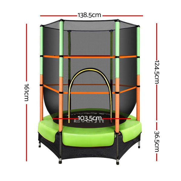 Everfit Trampoline 4.5FT Kids Trampolines Cover Safety Net Pad Ladder Gift Green - John Cootes