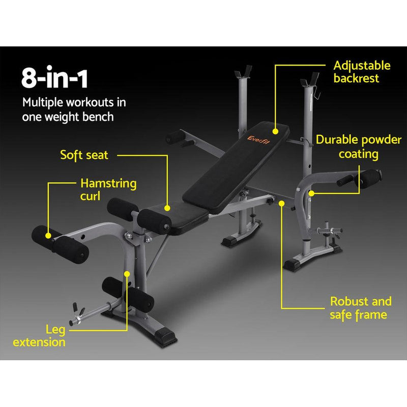 Everfit Weight Bench Adjustable Bench Press 8-In-1 Gym Equipment - John Cootes